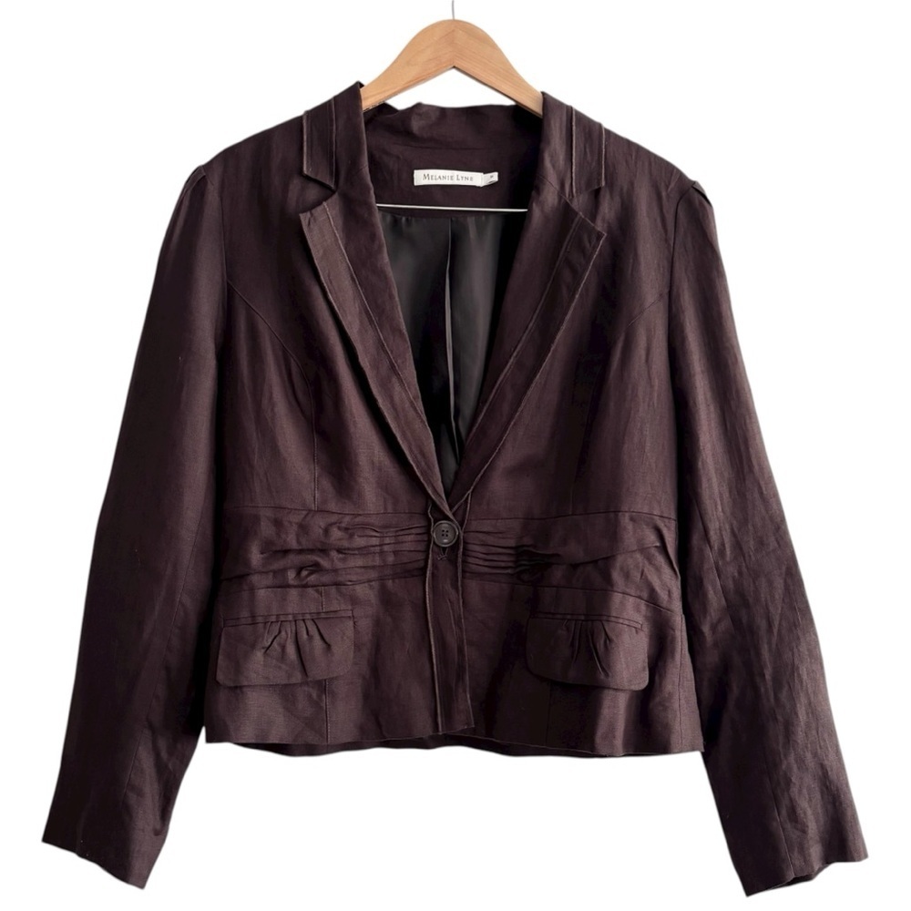 Melanie Lyne Linen Chocolate Brown Blazer